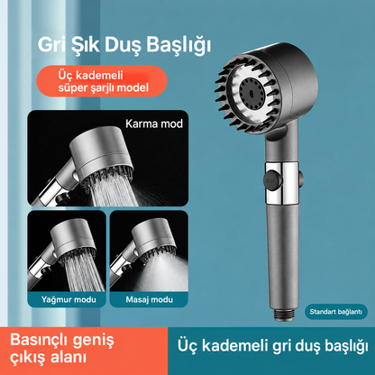 Filtreli Duş Başlığı –  3 Yedek Filtreli, Aletsiz Kolay Montaj - Yüksek Akış Hissi
